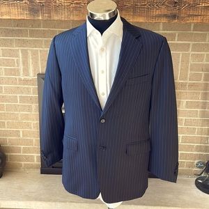 Canali Mens 42R Dark Blue Stripe - 100% Wool 2-button Suit Jacket Sport Coat